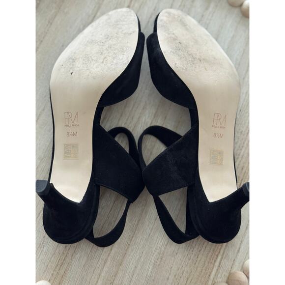 Black Suede Slingback Heels Mary Jane Strap Sz 8.5 - Picture 7 of 9